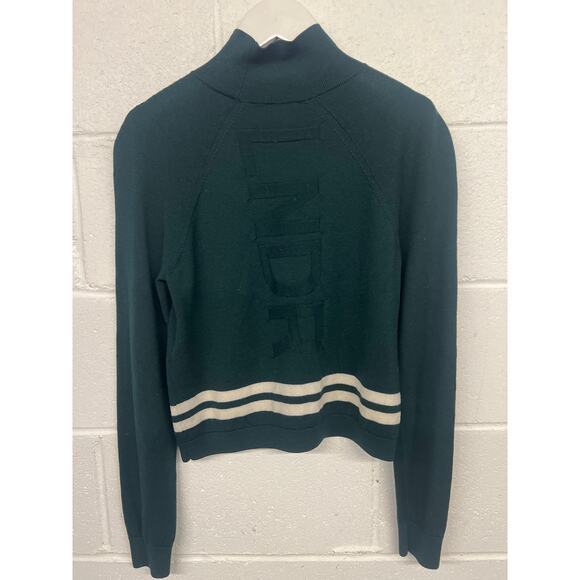 LNDR Sz XS/S Dark Green Wool Arctic Varsity Striped Turtleneck Sweater logo - Picture 5 of 5